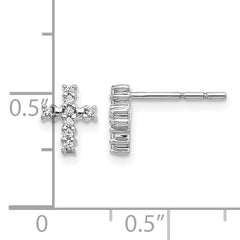 10k White Gold Polished Diamond Cross Post Earrings