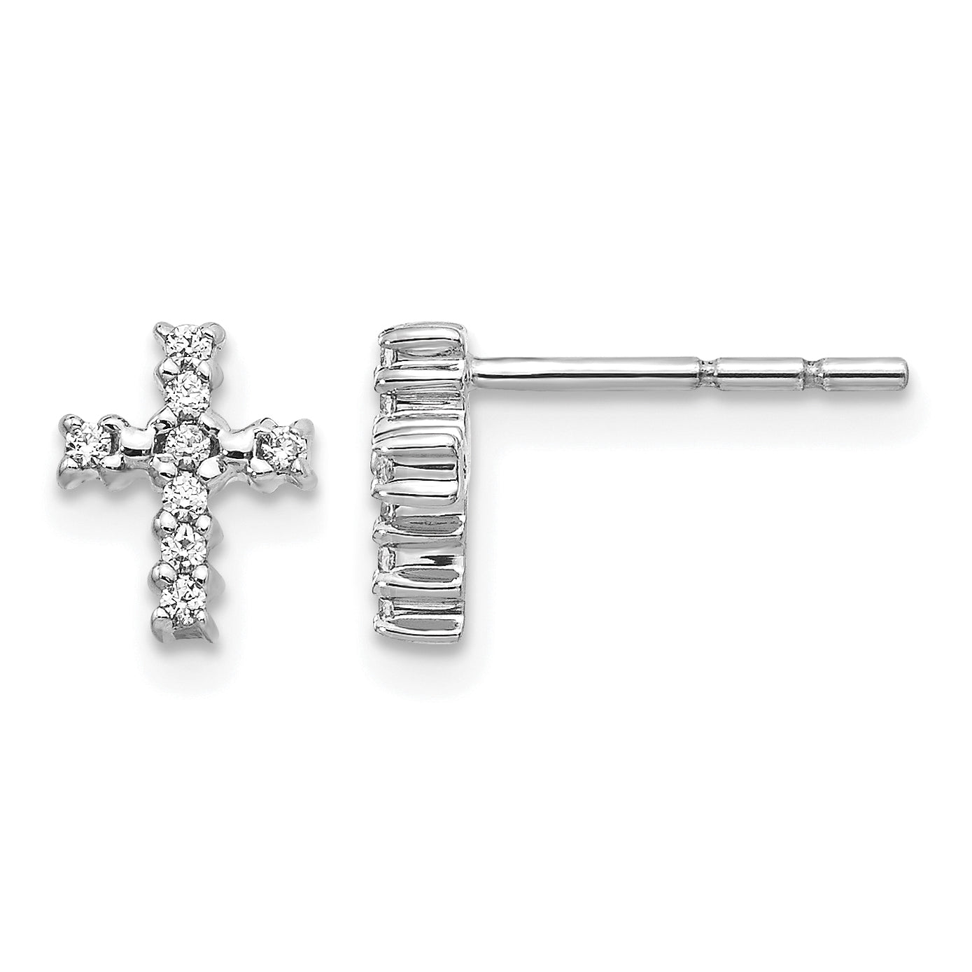 10k White Gold Polished Diamond Cross Post Earrings Main image