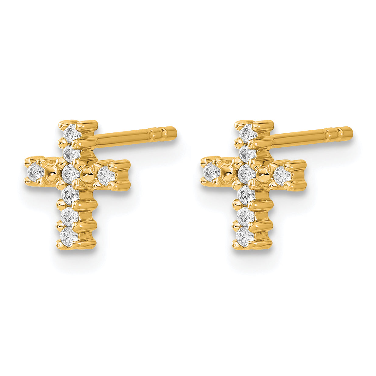 10k Gold Polished Diamond Cross Post Earrings Secondary image