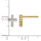 10k Gold Polished Diamond Cross Post Earrings