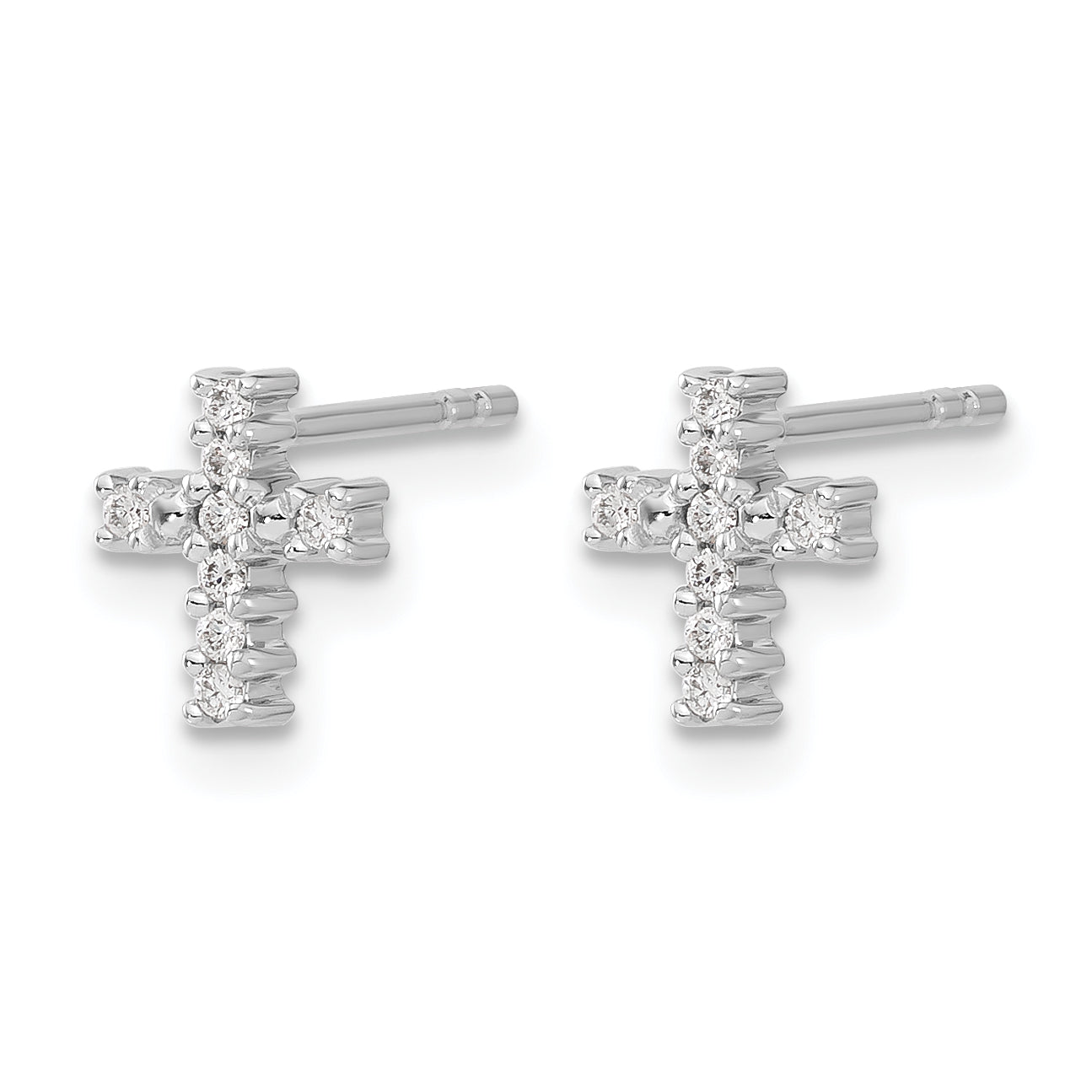 14K White Gold 1/10 ct Diamond Cross Post Earrings Main image