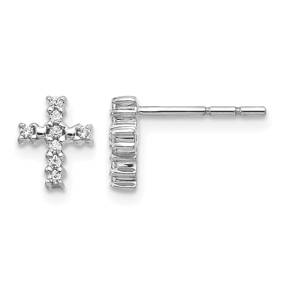 14k White Gold 1/10 carat Lab Grown Diamond VS/SI+ G+ Cross Post Earrings
