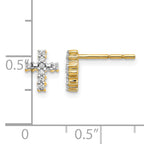 14K Yellow Gold 1/10 ct Diamond Cross Post Earrings