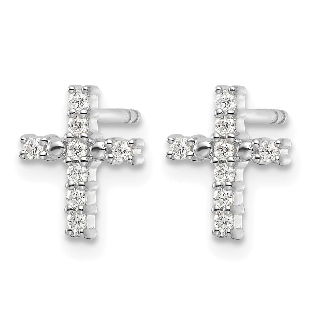 14k White Gold Polished Diamond Cross Post Earrings Secondary image