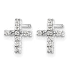 14k White Gold Polished Diamond Cross Post Earrings