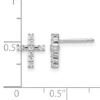 14k White Gold Polished Diamond Cross Post Earrings