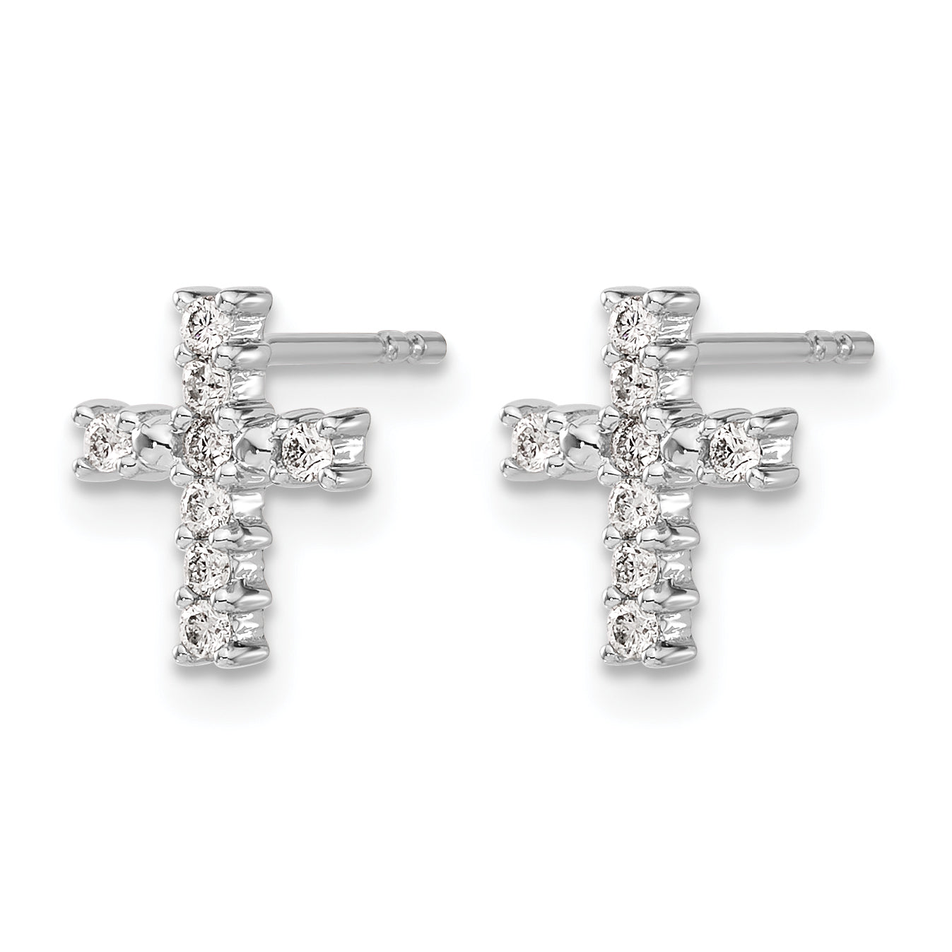 14K White Gold 1/5 ct Diamond Cross Post Earrings Secondary image