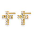 14K Yellow Gold 1/5 ct Diamond Cross Post Earrings