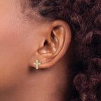 14K Yellow Gold 1/5 ct Diamond Cross Post Earrings