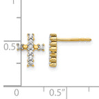 14K Yellow Gold 1/5 ct Diamond Cross Post Earrings