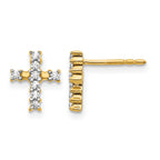 14K Yellow Gold 1/5 ct Diamond Cross Post Earrings
