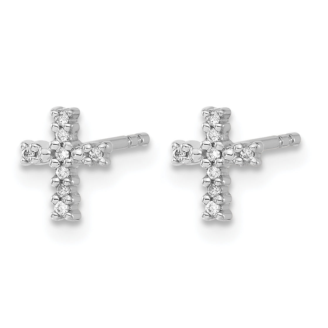 10k White Gold Polished Diamond Cross Post Earrings Secondary image
