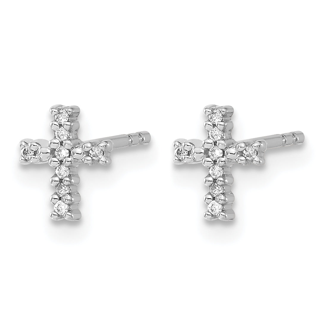 14k White Gold Polished Diamond Cross Post Earrings Secondary image