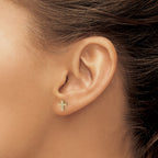 14k With Rhodium Diamond Cross Post Earrings