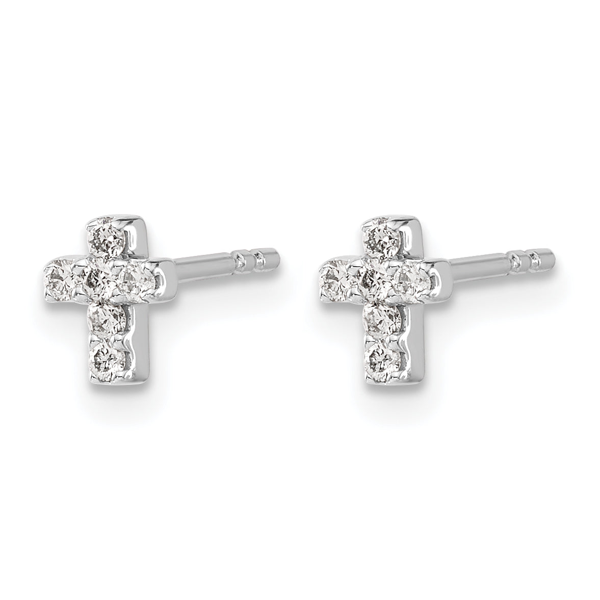 14k White Gold Diamond Cross Earrings Secondary image