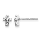 14k White Gold Diamond Cross Earrings