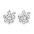 14K White Gold 1/6 ct Diamond Fleur de Lis Post Earrings