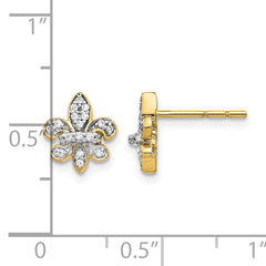 14K Lab Grown VS/SI+ G+ Dia Fleur de Lis Post Earrings