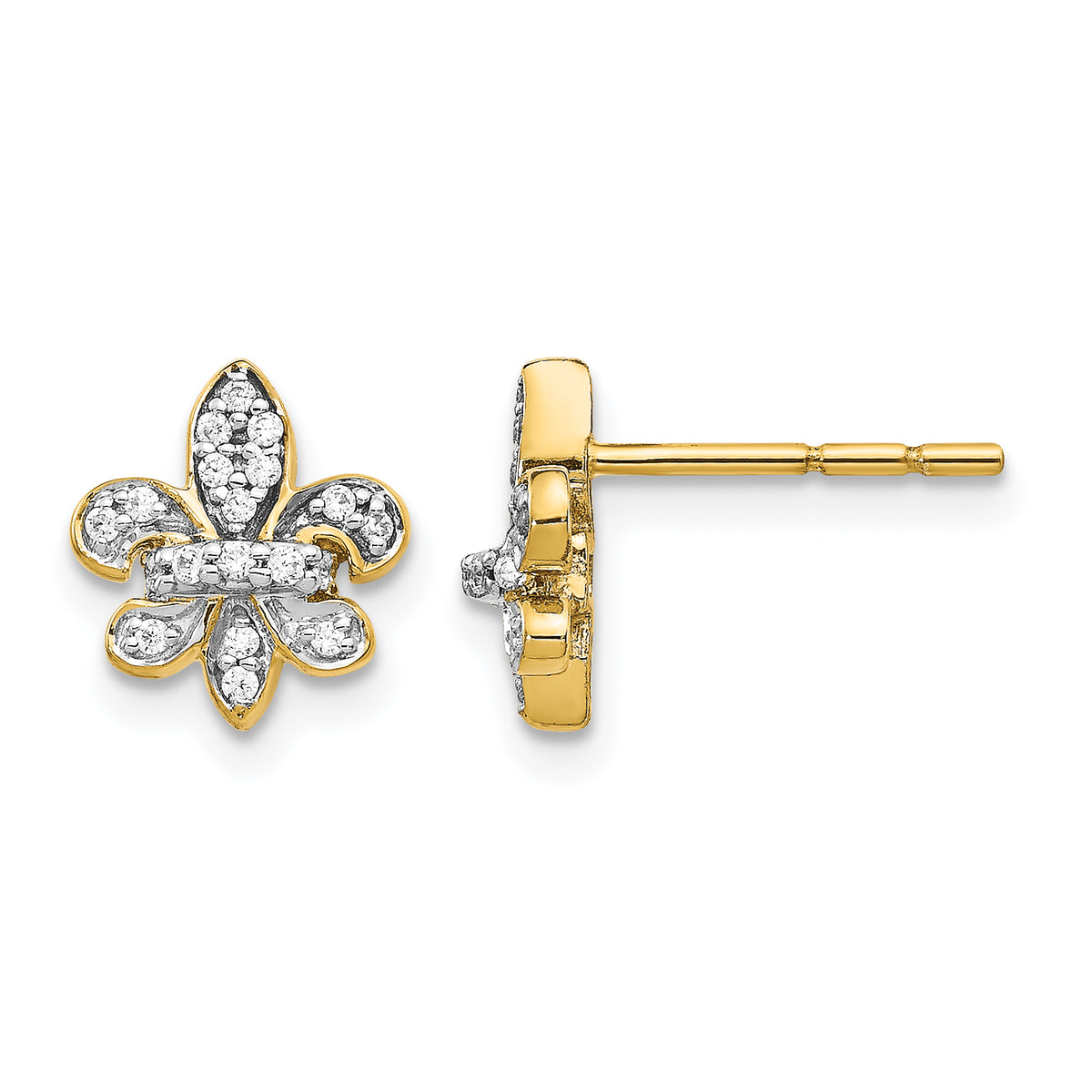 14K Lab Grown VS/SI+ G+ Dia Fleur de Lis Post Earrings