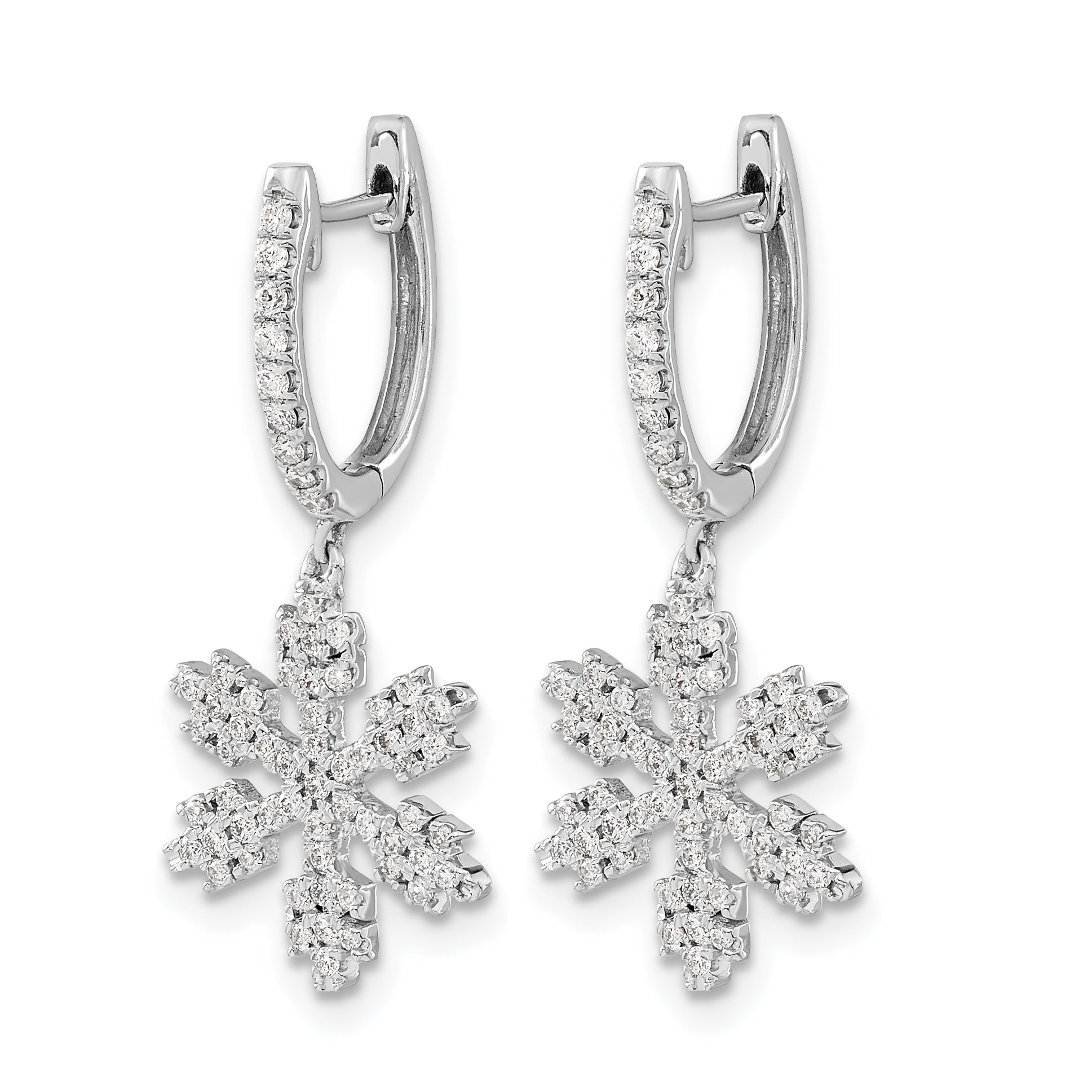 14k White Gold Diamond Snowflake Earrings Secondary image
