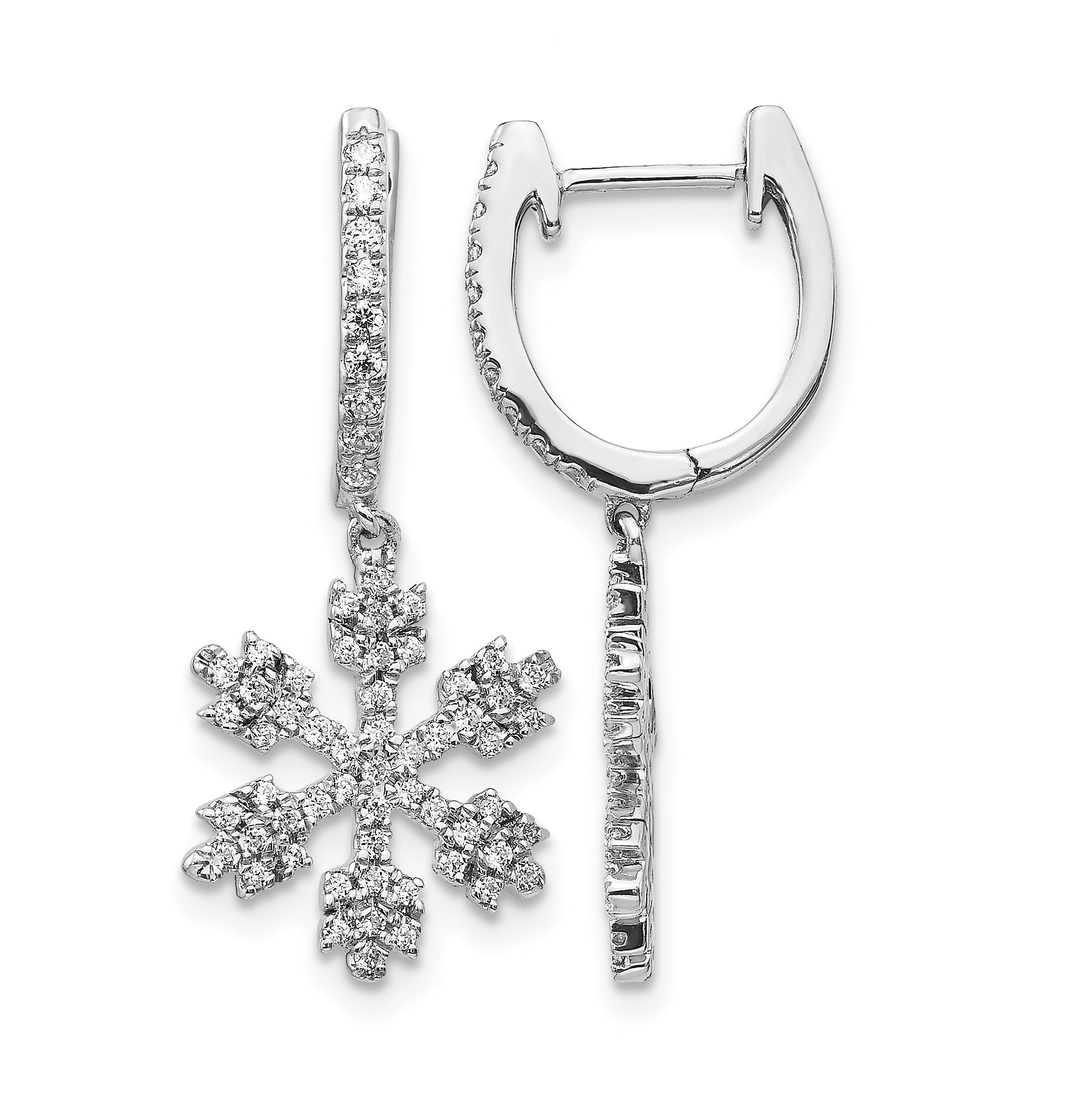 14k White Gold Diamond Snowflake Earrings Main image