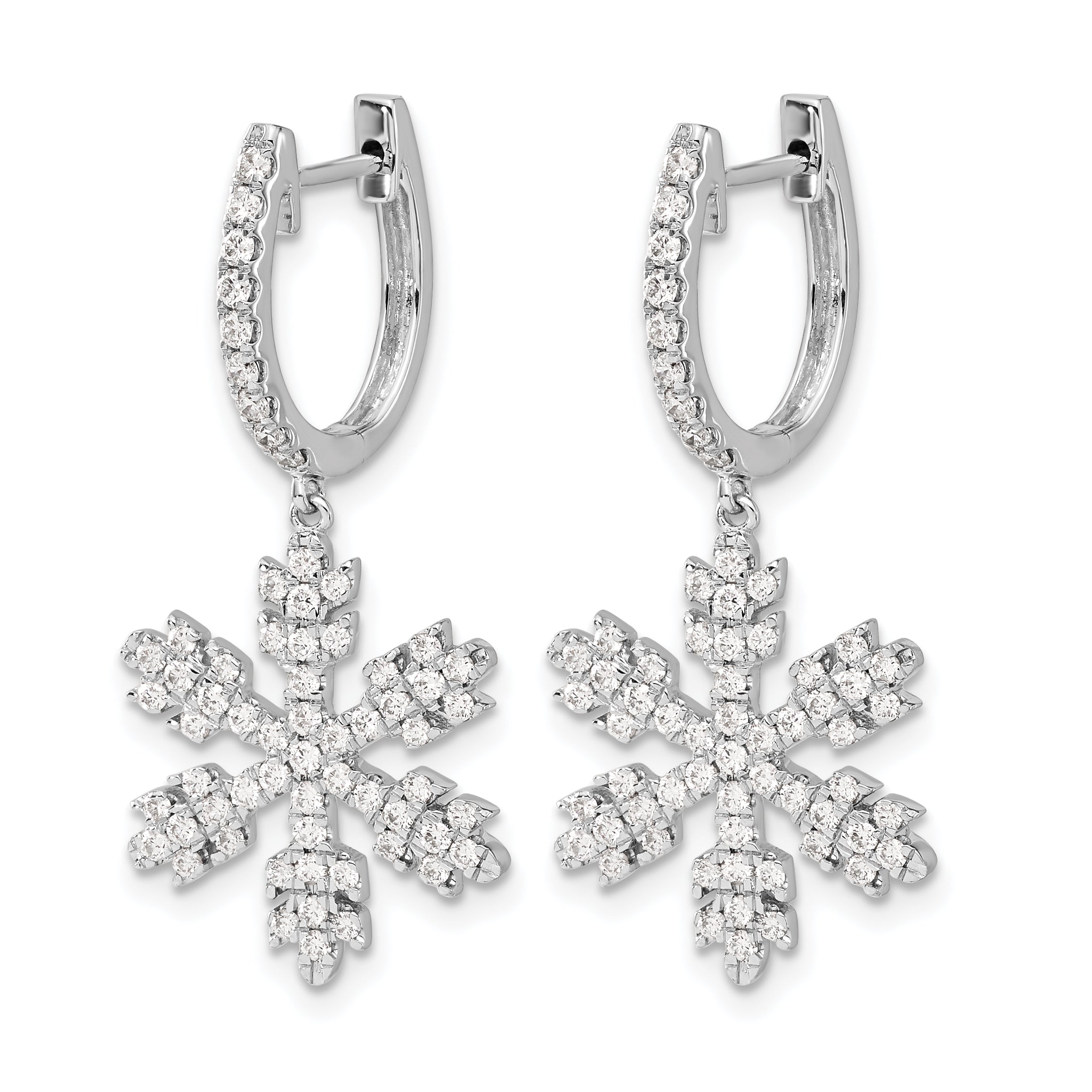 14k White Gold Diamond Snowflake Earrings Secondary image