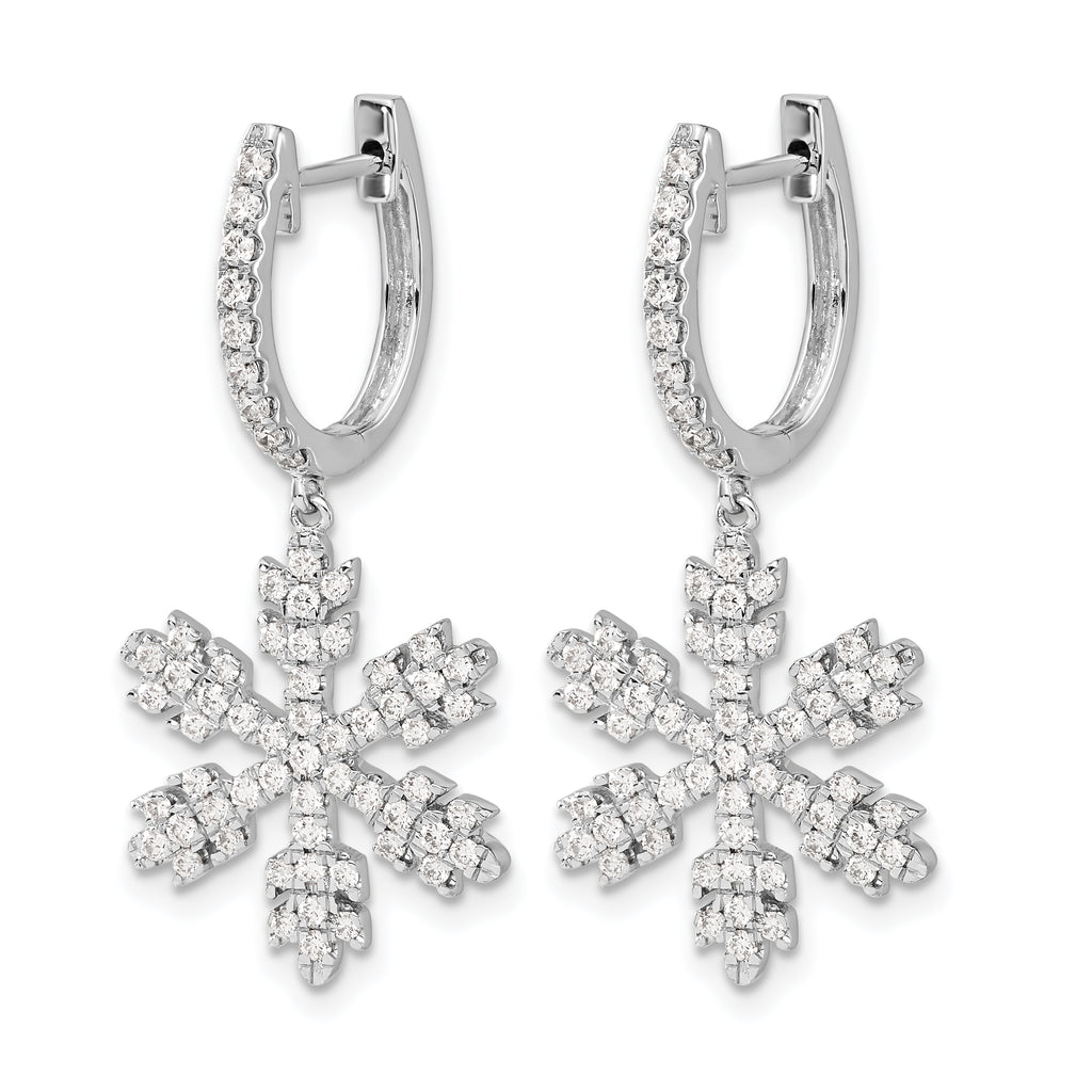 14k White Gold Diamond Snowflake Earrings