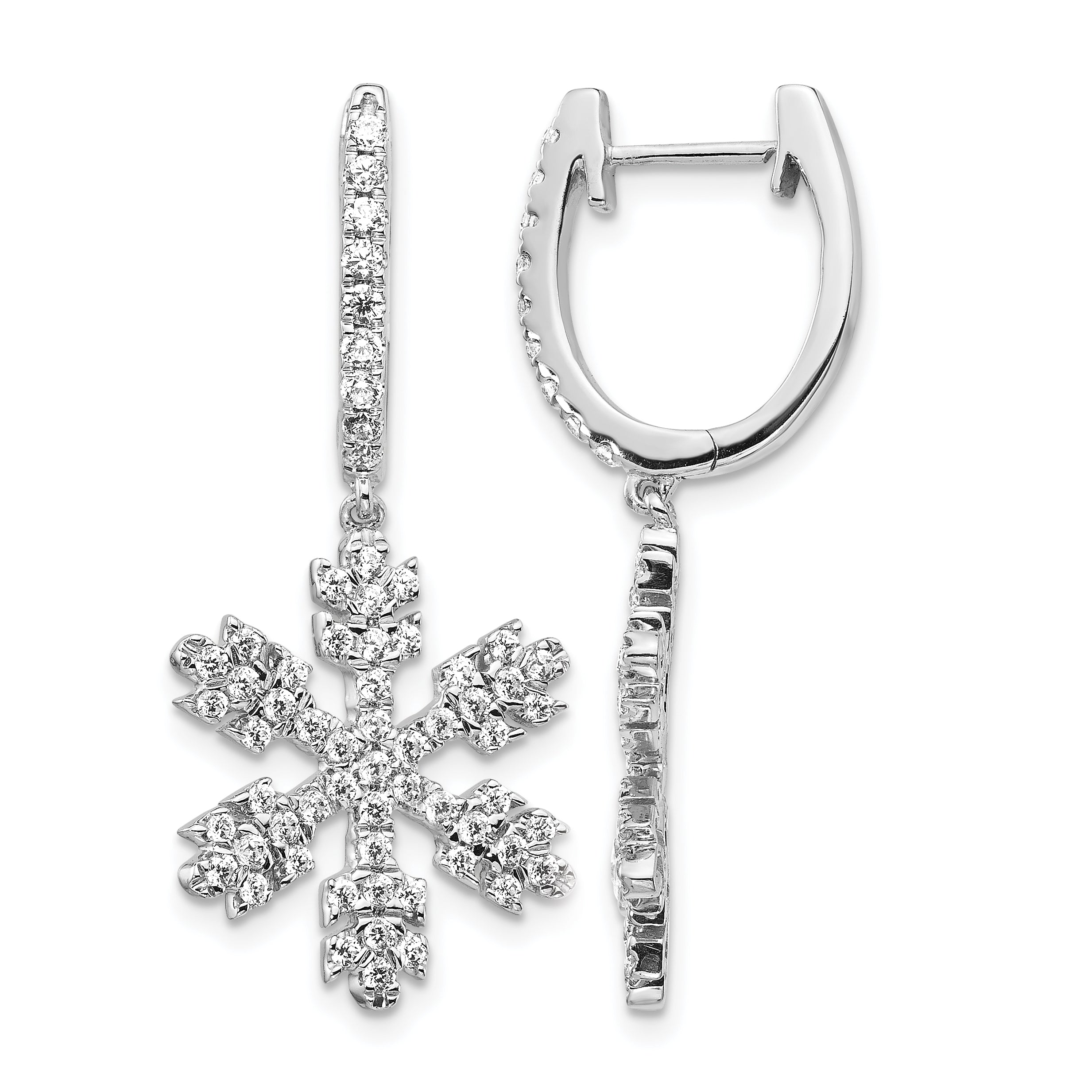 14k White Gold Diamond Snowflake Earrings Main image