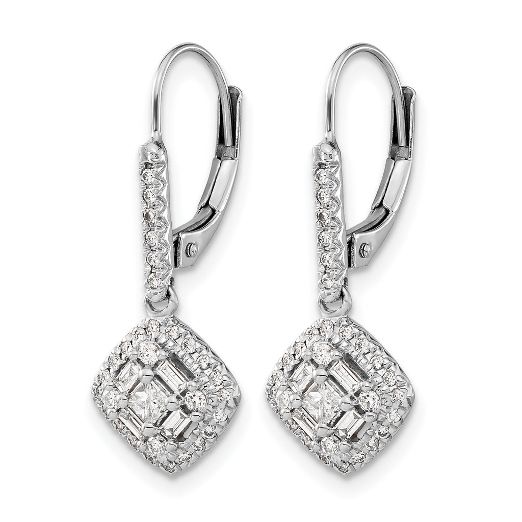 14K White Gold Lab Grown VS/SI+ G+ Dia Leverback Earrings