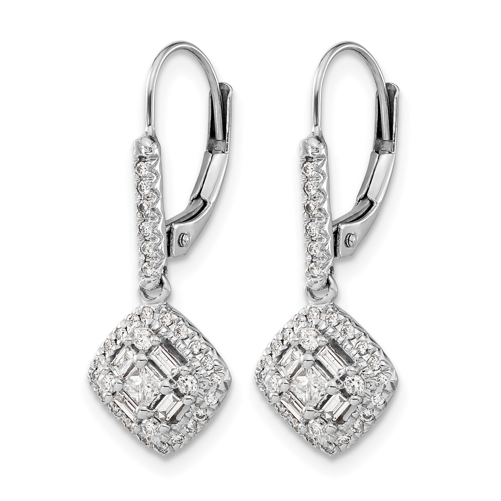 14K White Gold Lab Grown VS/SI+ G+ Dia Leverback Earrings