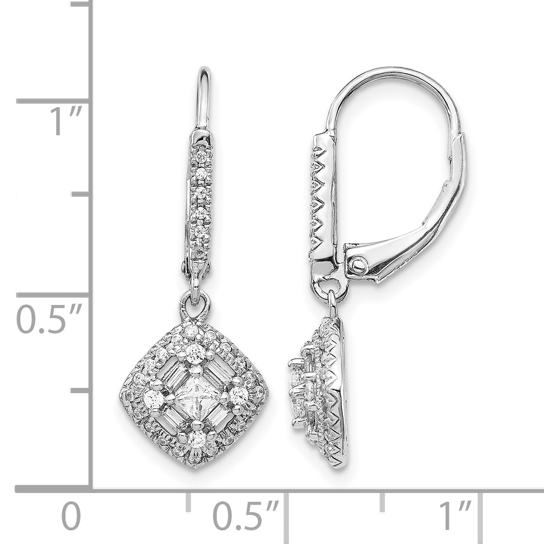 14K White Gold Lab Grown VS/SI+ G+ Dia Leverback Earrings