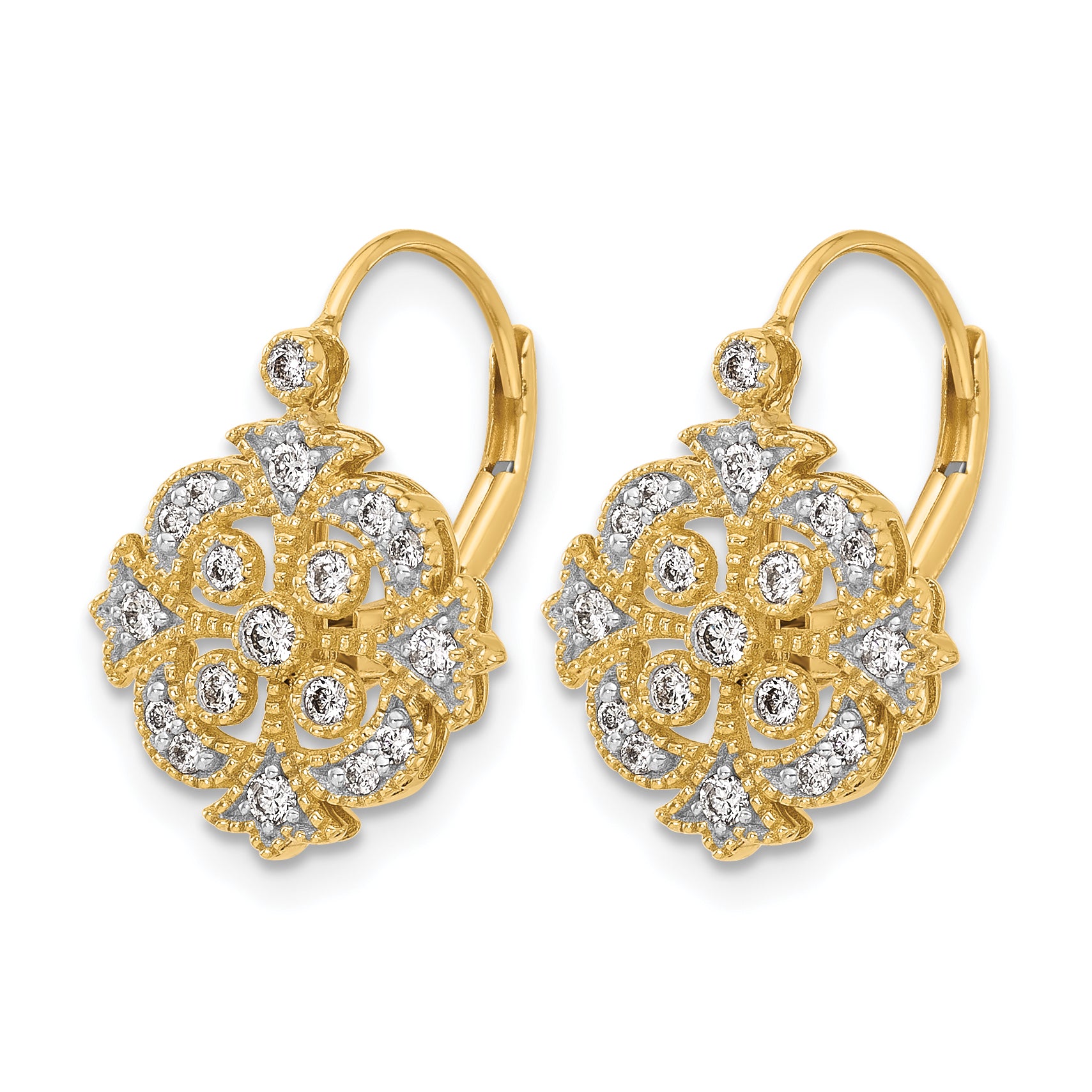 14k 1/3 carat Lab Grown Diamond VS/SI+ G+ Complete Fashion Leverback Earrings