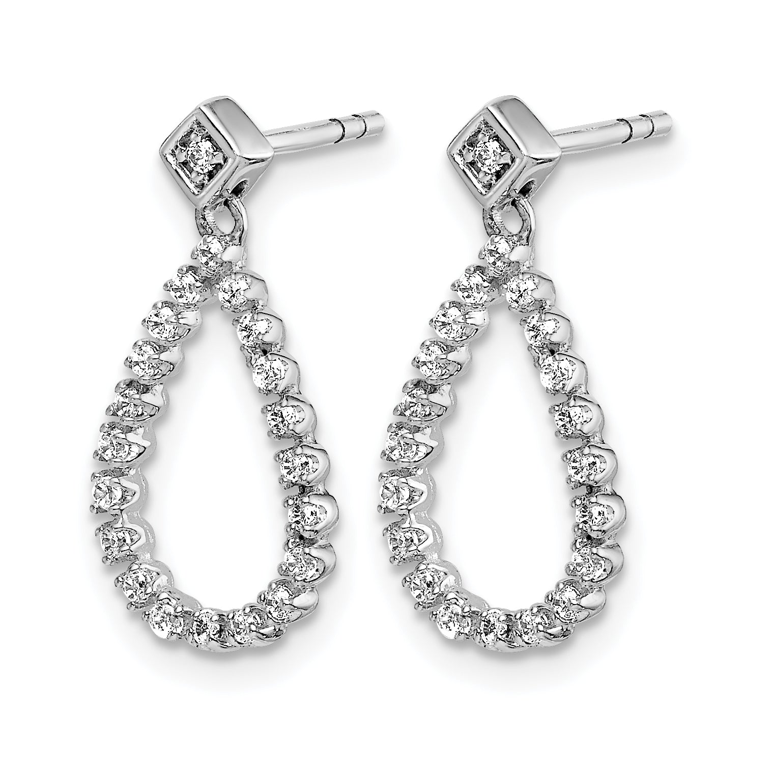 14k White Gold 1/4 carat Lab Grown Diamond VS/SI+ G+ Complete Dangle Teardrop Post Earrings