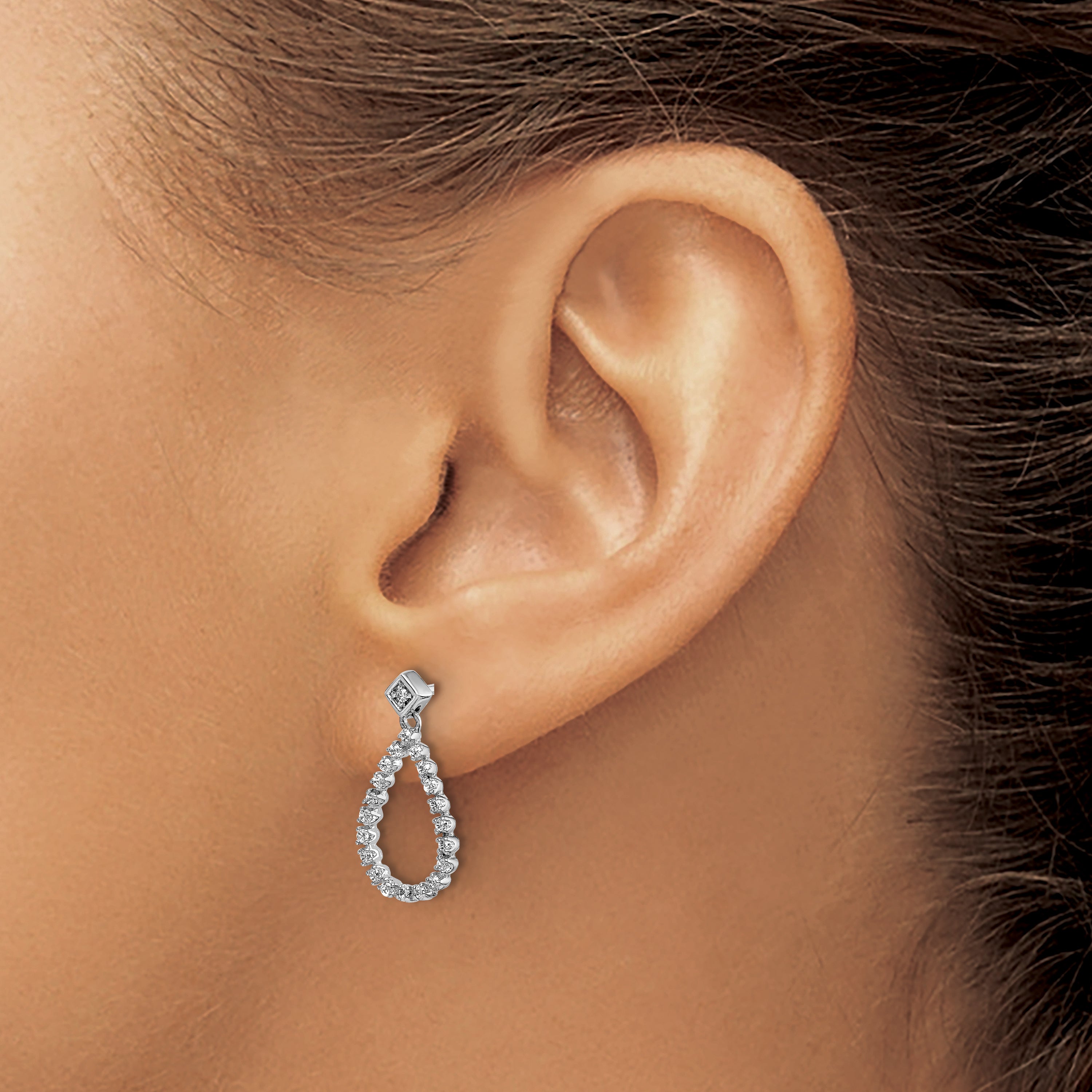 14k White Gold 1/4 carat Lab Grown Diamond VS/SI+ G+ Complete Dangle Teardrop Post Earrings