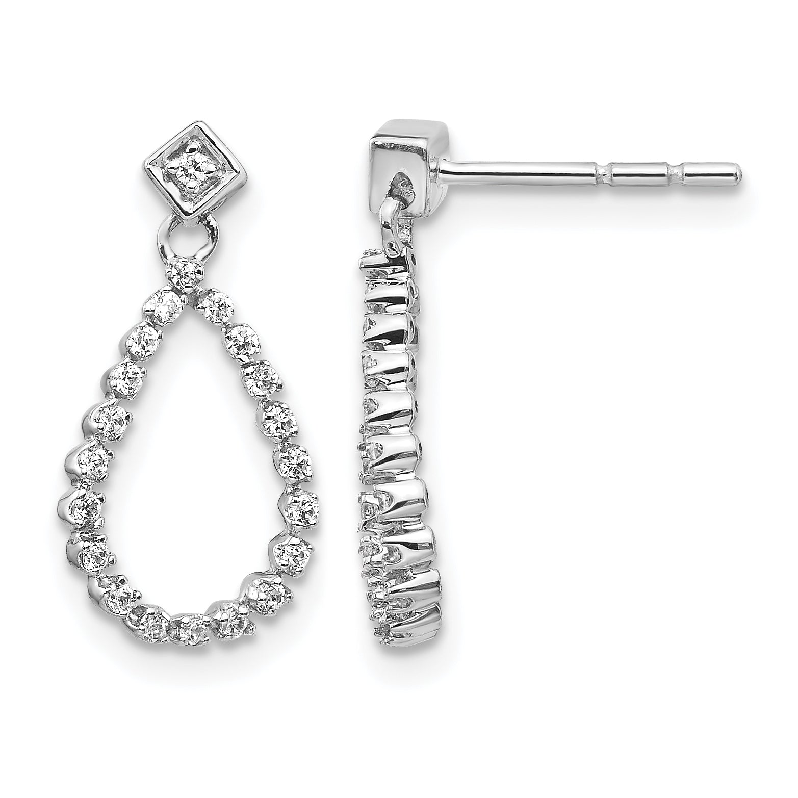 14k White Gold 1/4 carat Lab Grown Diamond VS/SI+ G+ Complete Dangle Teardrop Post Earrings Main image