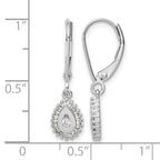 10k White Gold Baguette Diamond Teardrop Halo Leverback Earrings