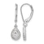 10k White Gold Baguette Diamond Teardrop Halo Leverback Earrings