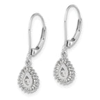 14K White Gold Lab Grown VS/SI+ G+ Dia Teardrop Halo Leverback Earrings