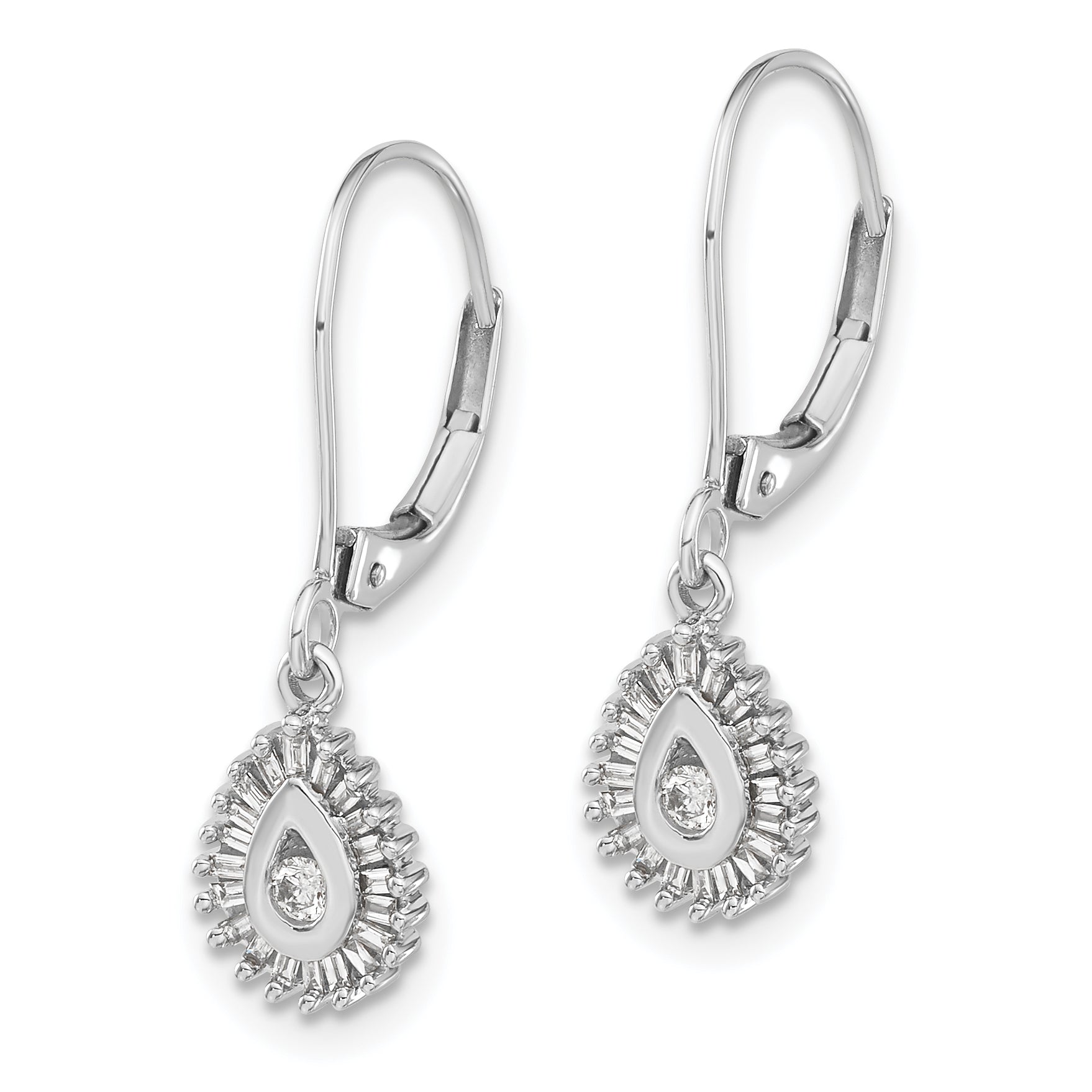 14K White Gold Lab Grown VS/SI+ G+ Dia Teardrop Halo Leverback Earrings