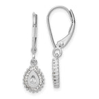 14K White Gold Lab Grown VS/SI+ G+ Dia Teardrop Halo Leverback Earrings