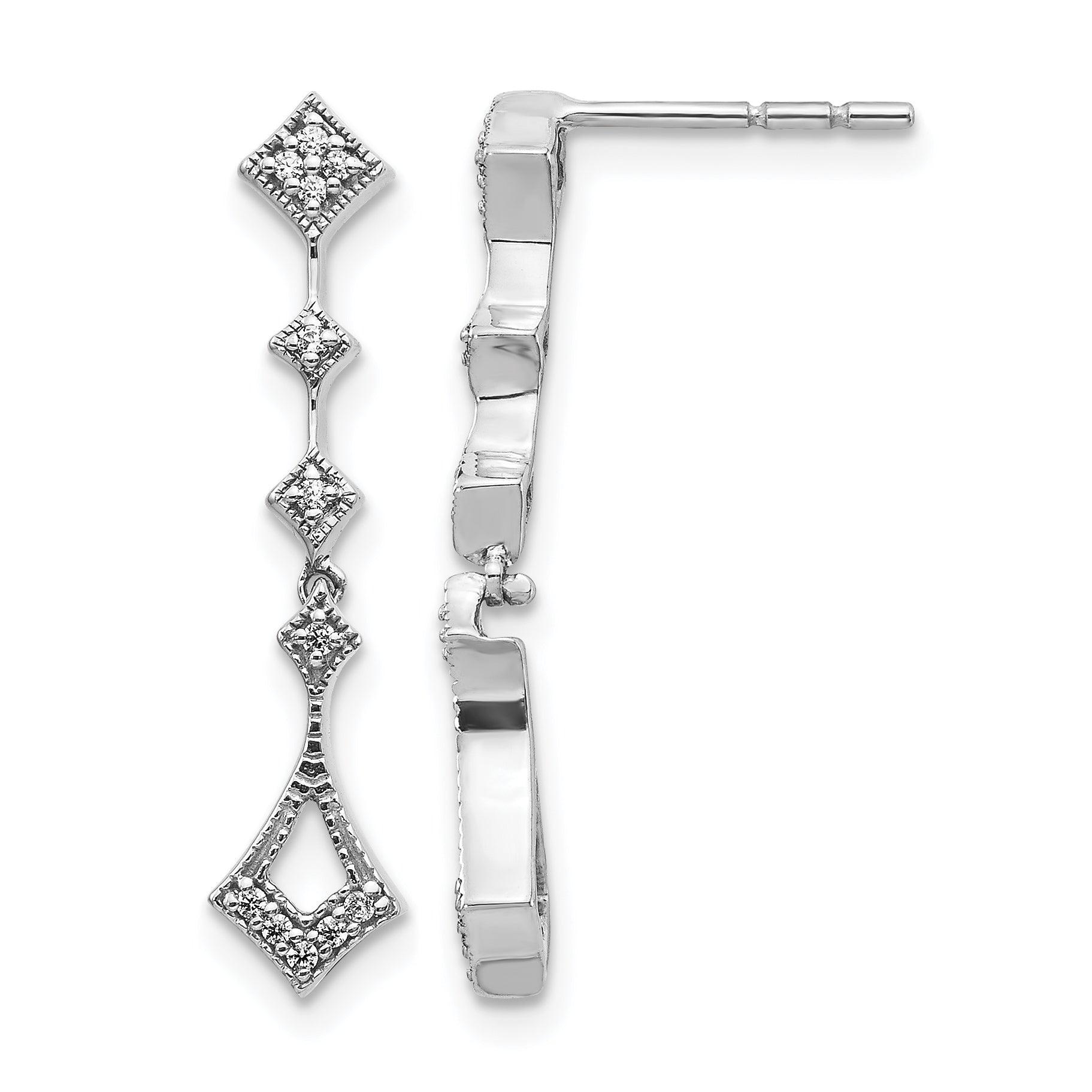 10k White Gold Diamond Vintage Earrings