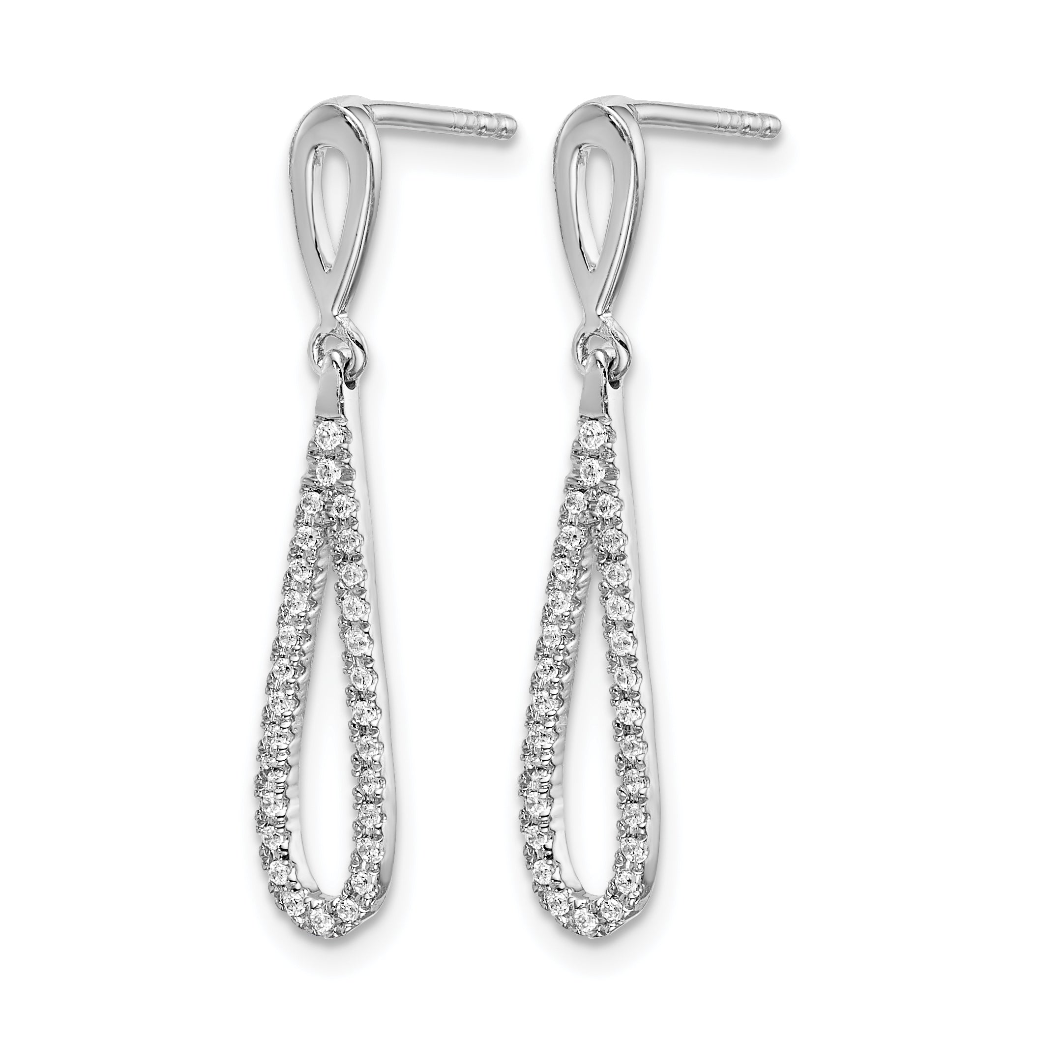 14k White Gold 1/5 carat Lab Grown Diamond VS/SI+ G+ Complete Fashion Dangle Post Earrings Secondary image