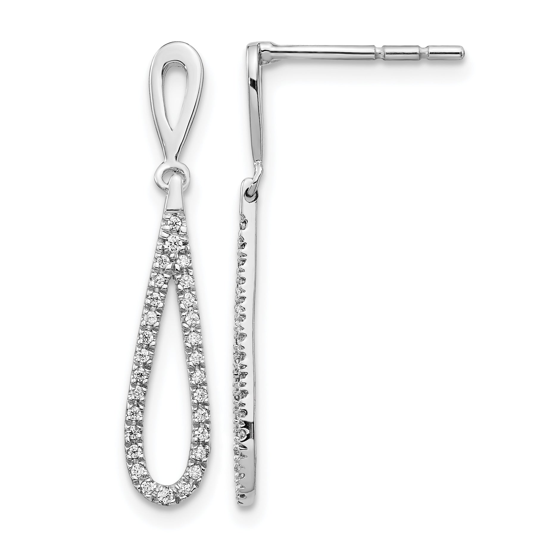 14k White Gold 1/5 carat Lab Grown Diamond VS/SI+ G+ Complete Fashion Dangle Post Earrings Main image