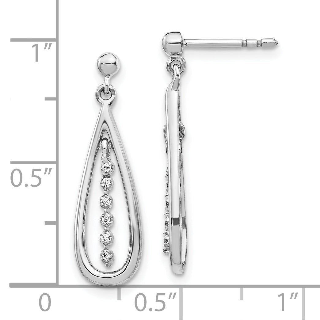 10k White Gold Diamond Teardrop Post Earrings Secondary image