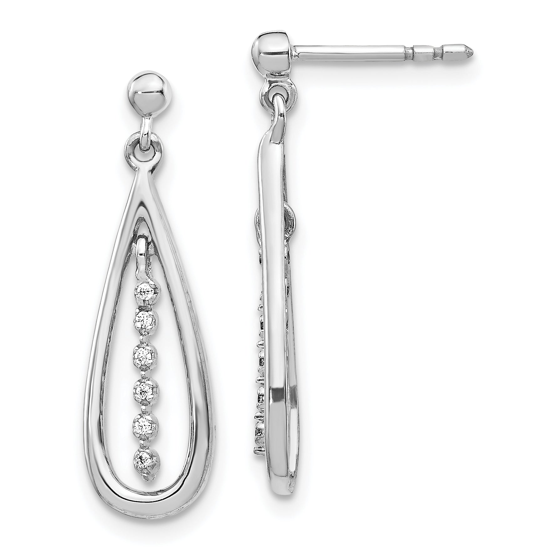 10k White Gold Diamond Teardrop Post Earrings Main image