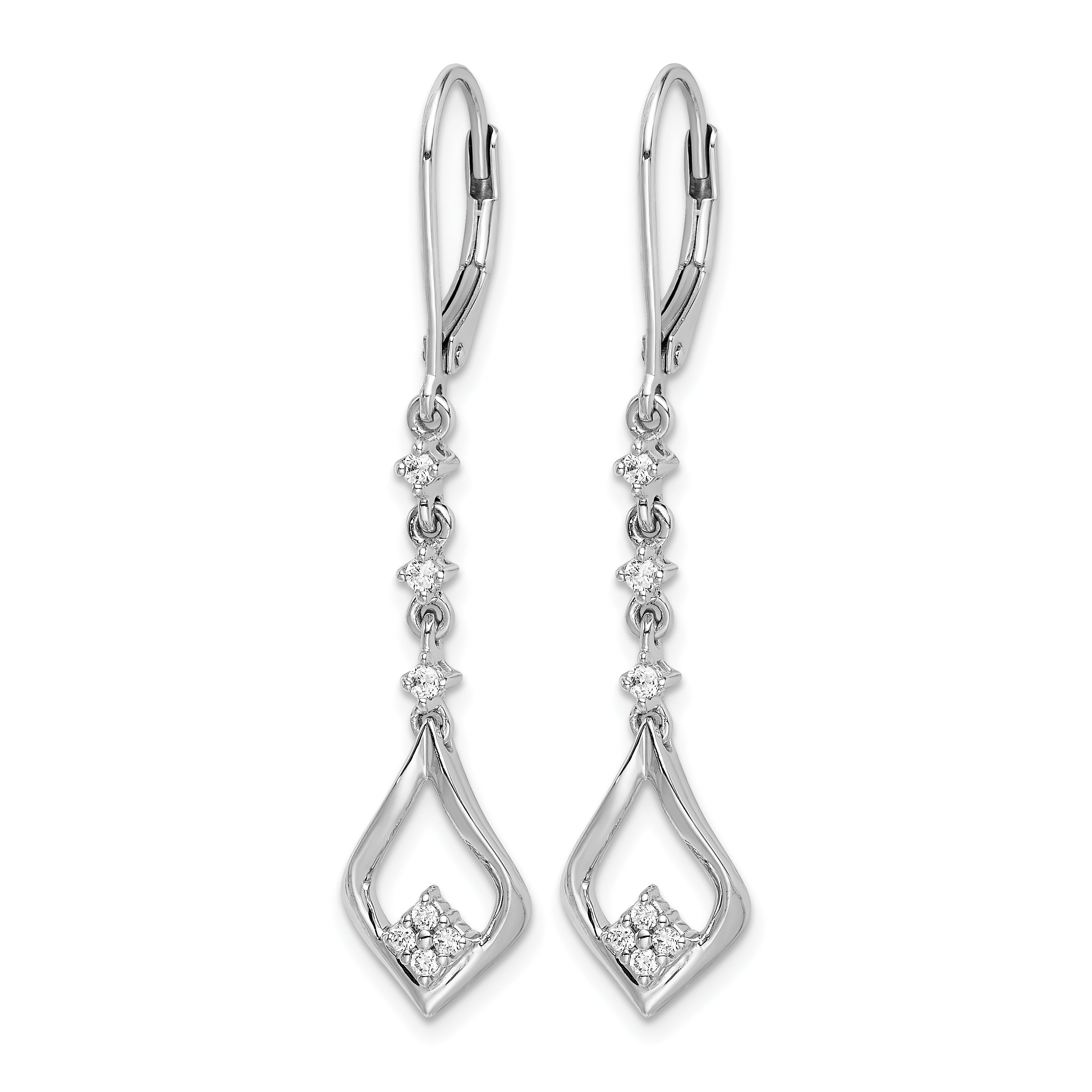 10k White Gold Diamond Leverback Dangle Earrings Secondary image