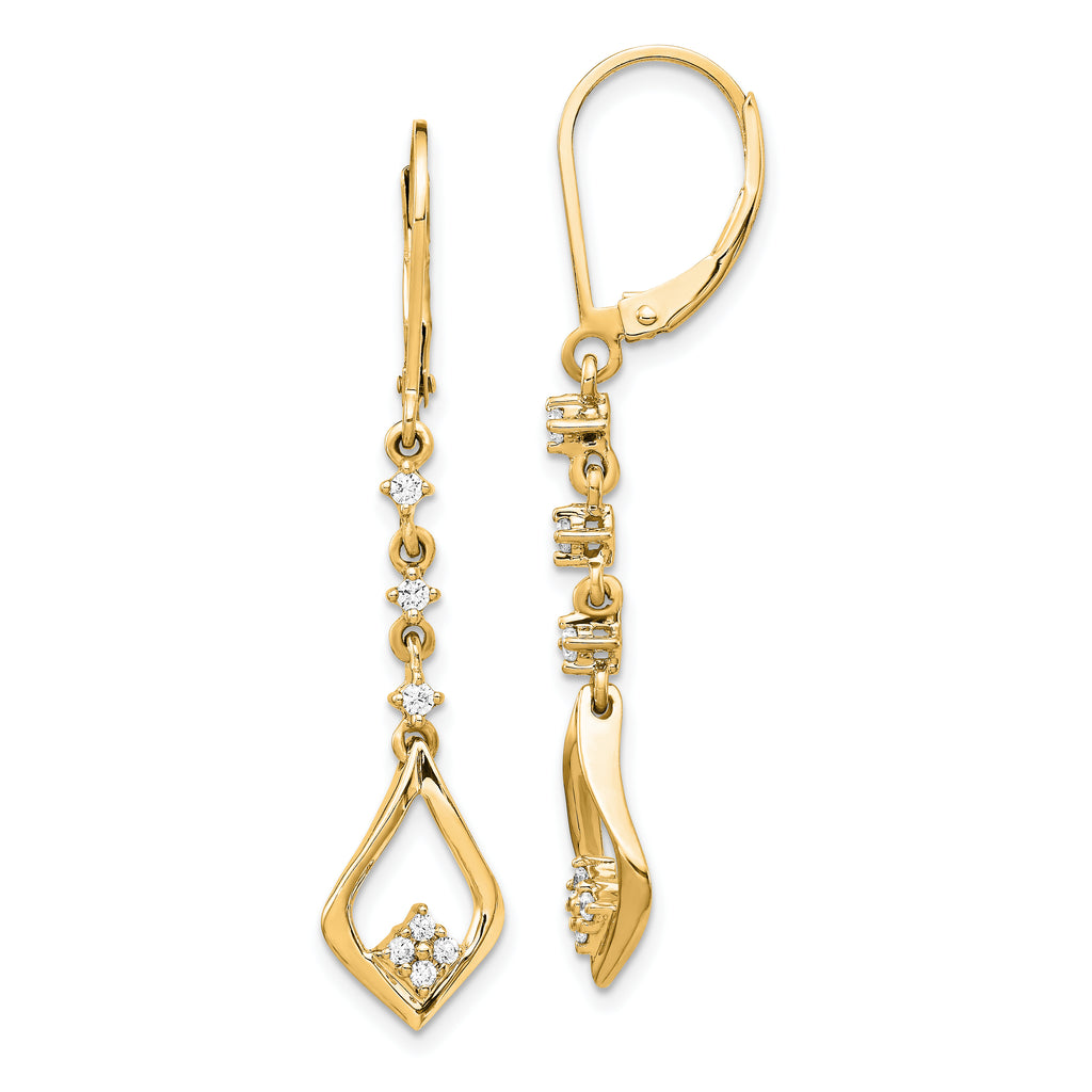 14k 1/5 carat Lab Grown Diamond VS/SI+ G+ Complete Dangle Leverback Earrings