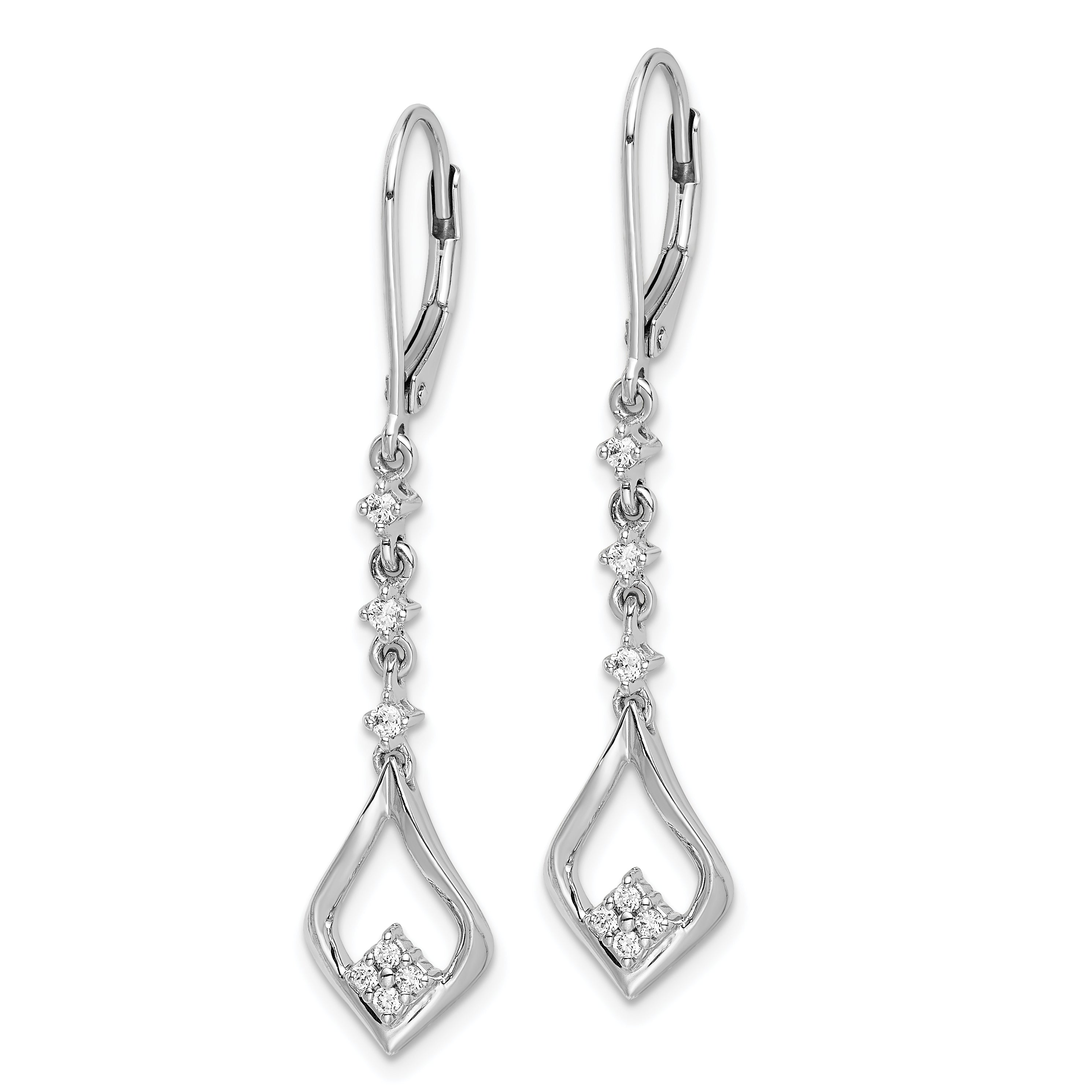 14k White Gold 1/5 carat Lab Grown Diamond VS/SI+ G+ Complete Dangle Leverback Earrings