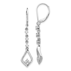 14k White Gold 1/5 carat Lab Grown Diamond VS/SI+ G+ Complete Dangle Leverback Earrings