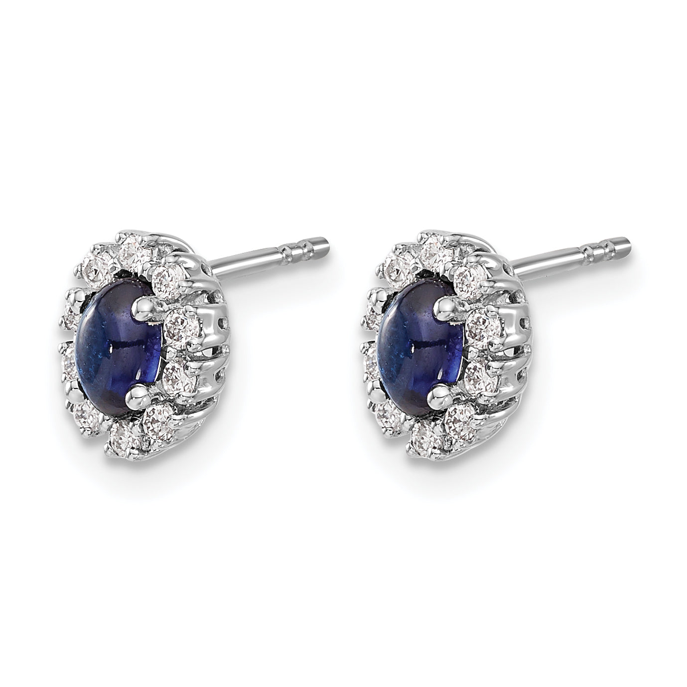 10k White Gold Diamond and Sapphire Oval Halo Earrings Secondary image